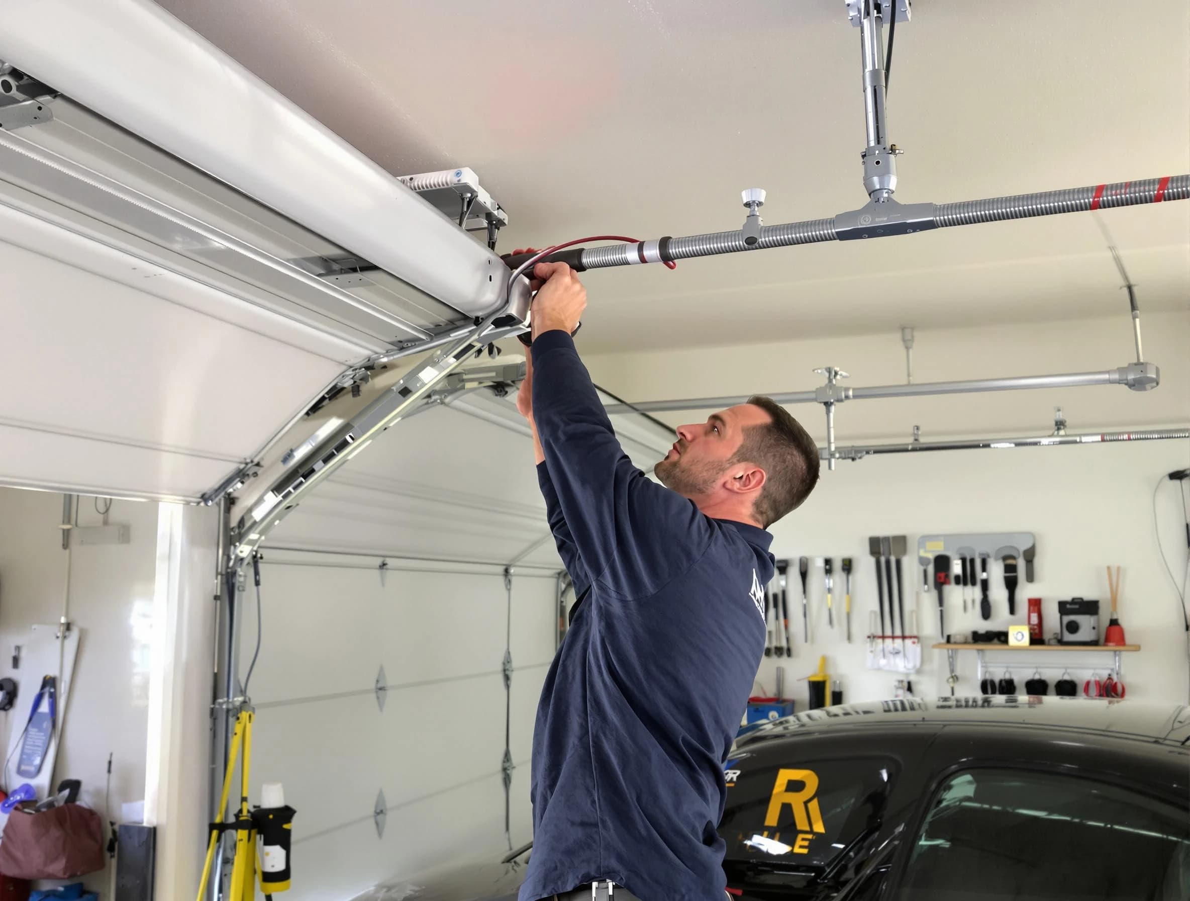 Sarasota Garage Door Repair technician performing garage door cable repair in Sarasota