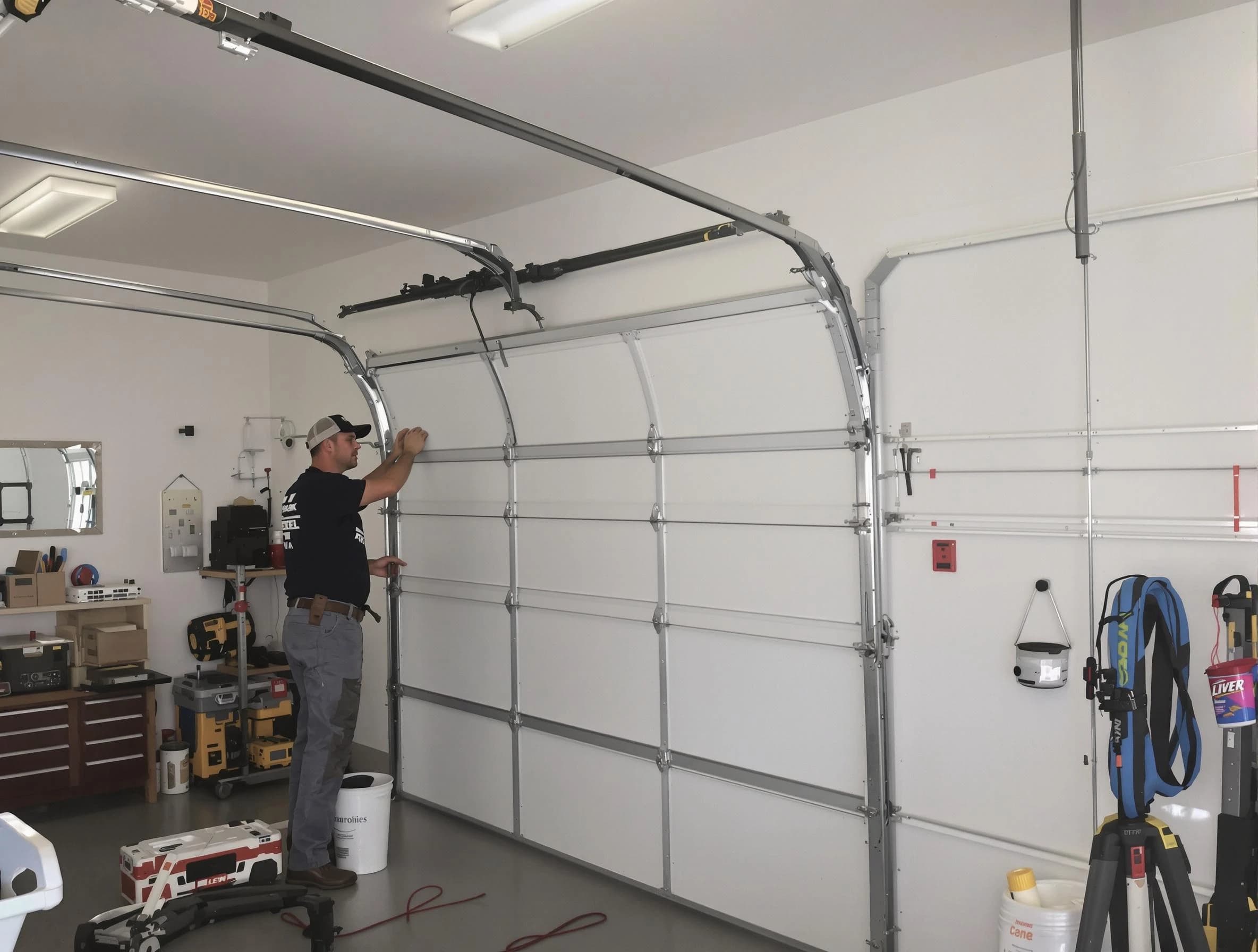 Sarasota Garage Door Repair team installing new garage door in Sarasota