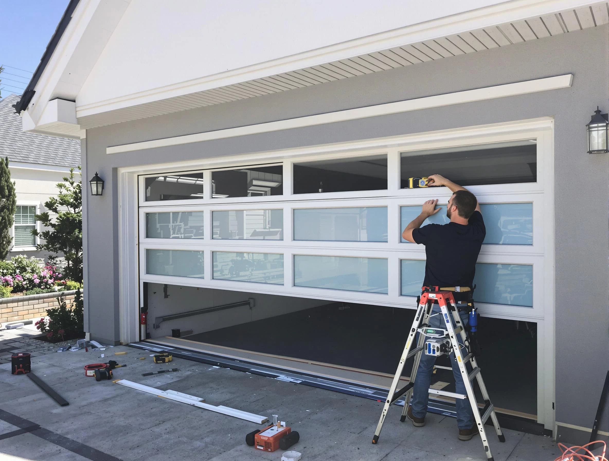 Sarasota Garage Door Repair team performing garage door replacement in Sarasota