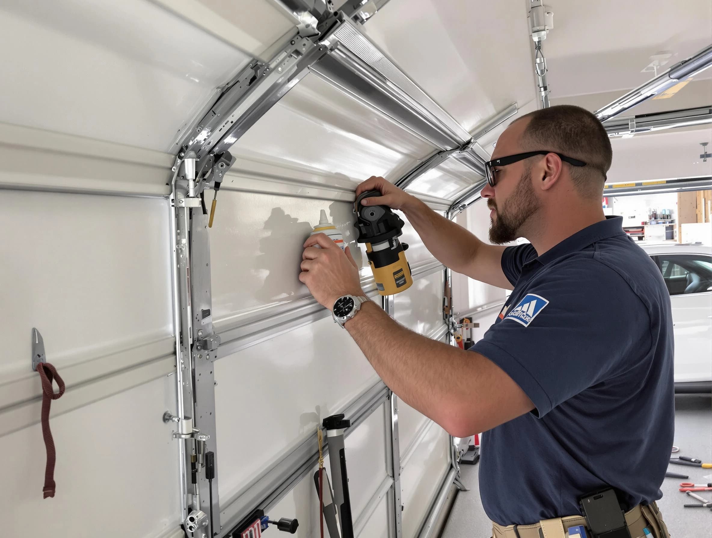 Sarasota Garage Door Repair technician performing comprehensive noise reduction service in Sarasota