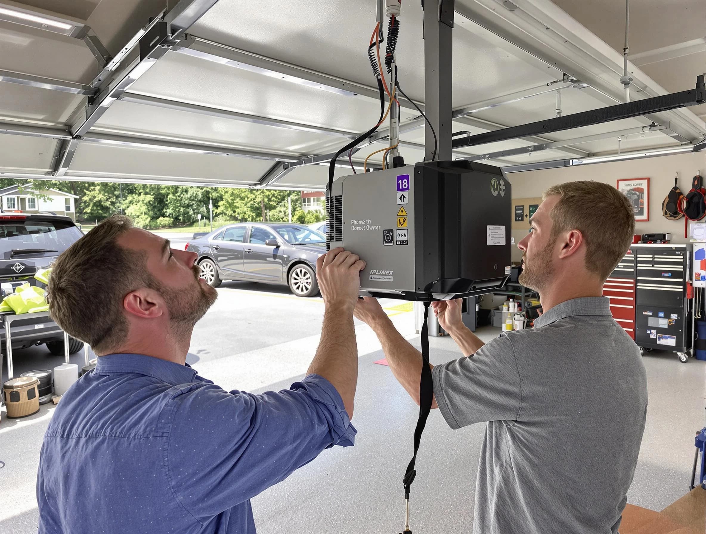 Sarasota Garage Door Repair technician installing garage door opener in Sarasota