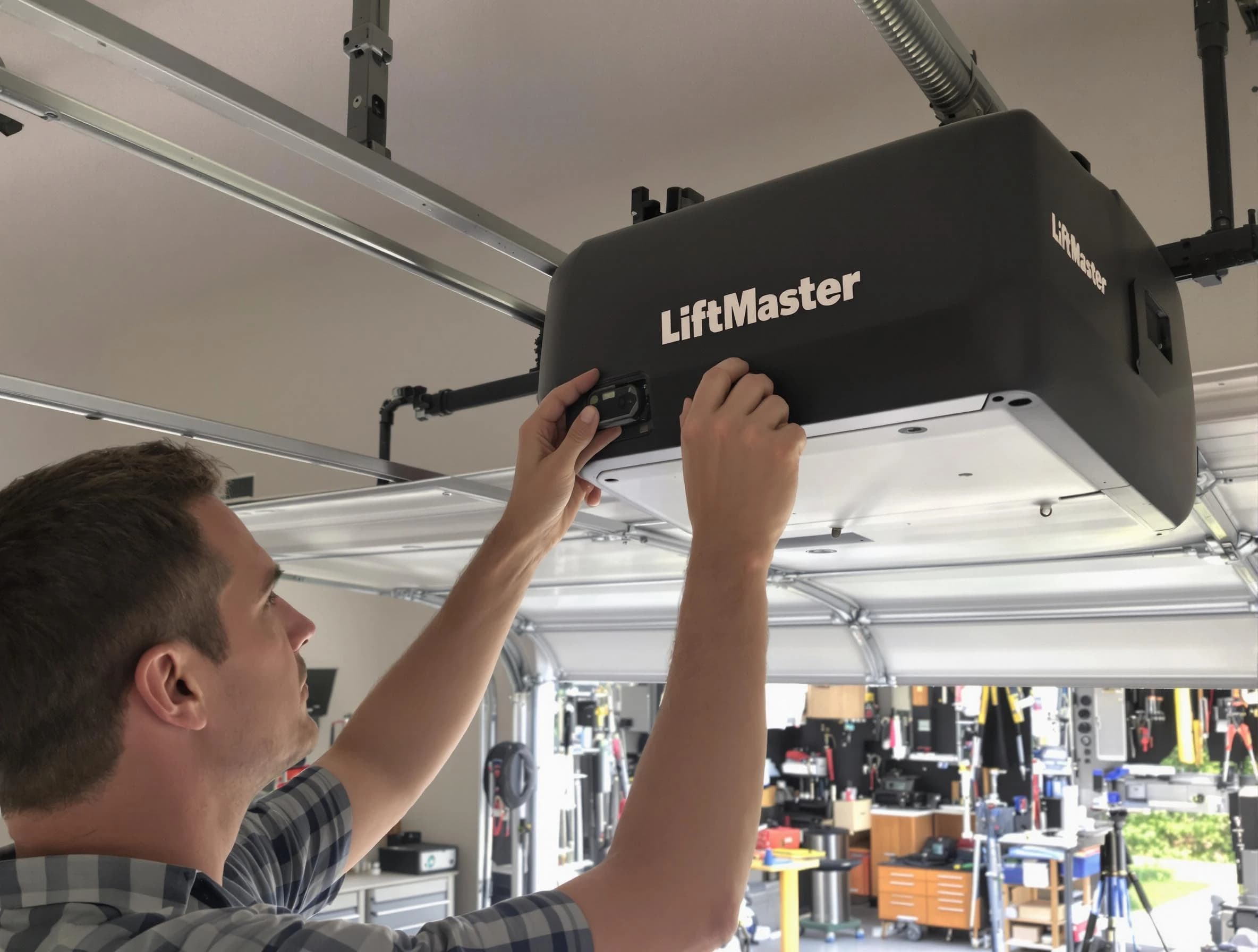 Sarasota Garage Door Repair technician repairing garage door opener in Sarasota