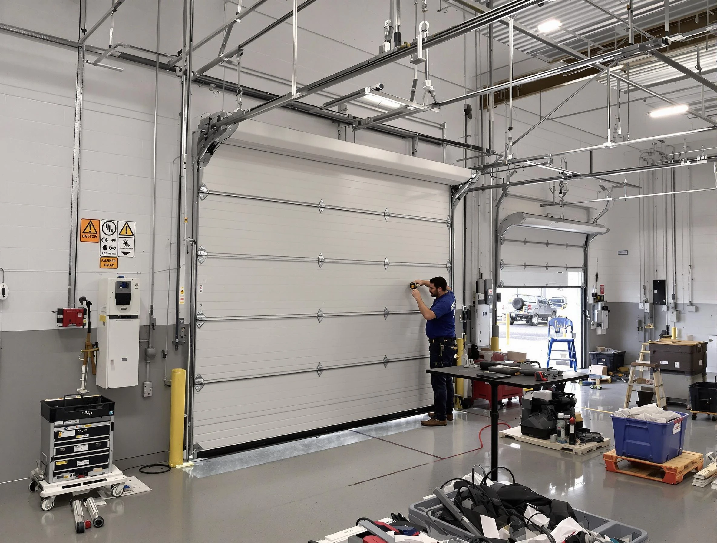 Commercial garage door repair being performed by Sarasota Garage Door Repair expert in Sarasota
