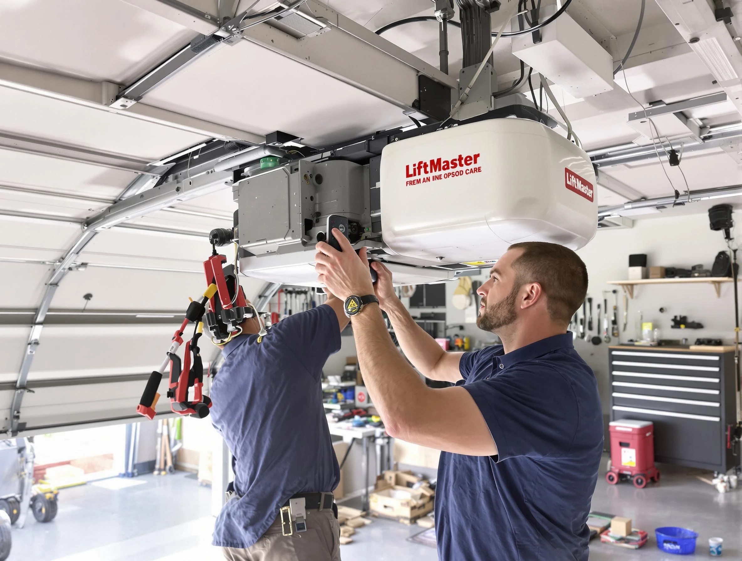 Sarasota Garage Door Repair technician performing advanced diagnostics on garage opener in Sarasota