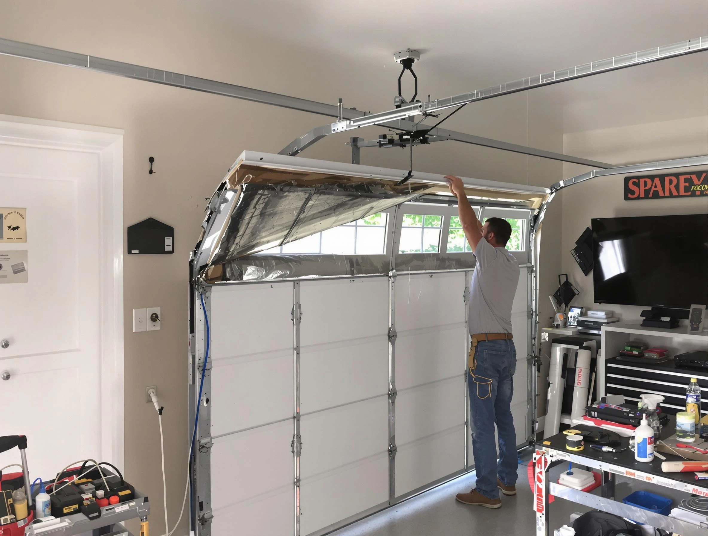 Garage door section replacement by Sarasota Garage Door Repair in Sarasota